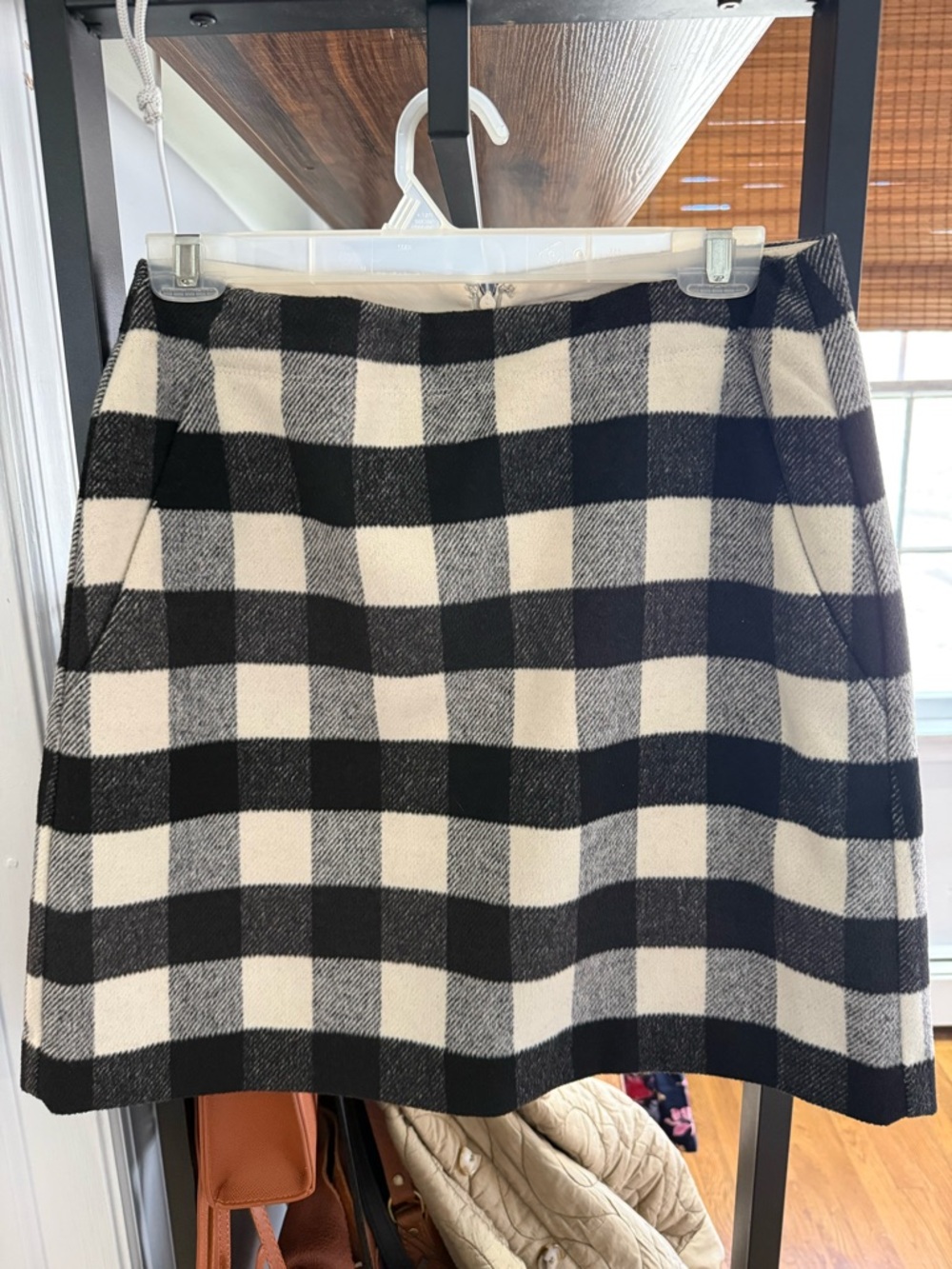 LOFT Black and White Buffalo Check Mini Skirt